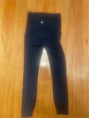 Lululemon Blue Athletic Leggings with Reflective Logo